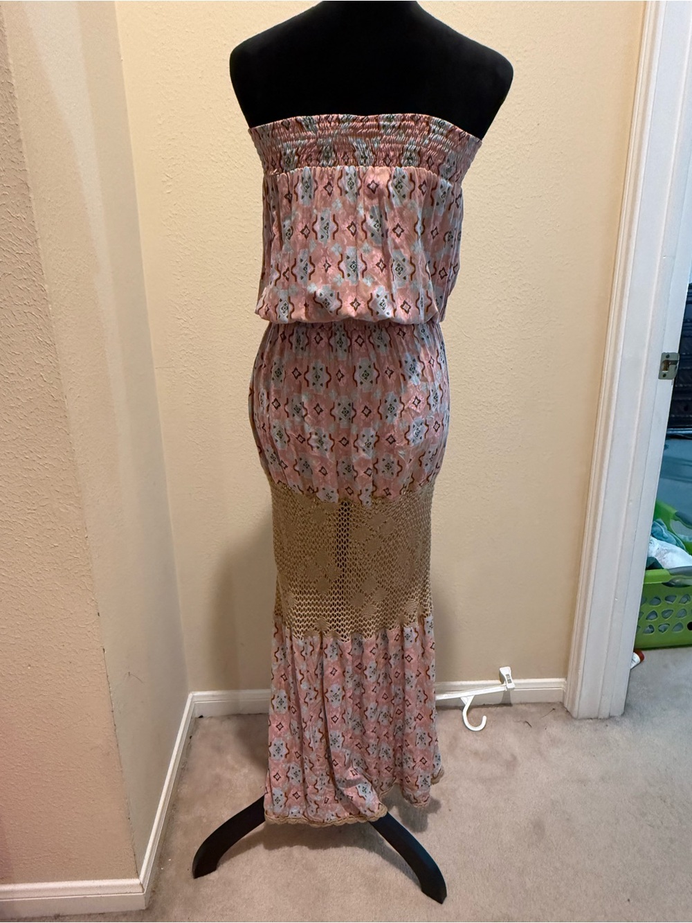 Strapless Boho Maxi Dress in Dusty Pink - Picture 3 of 6
